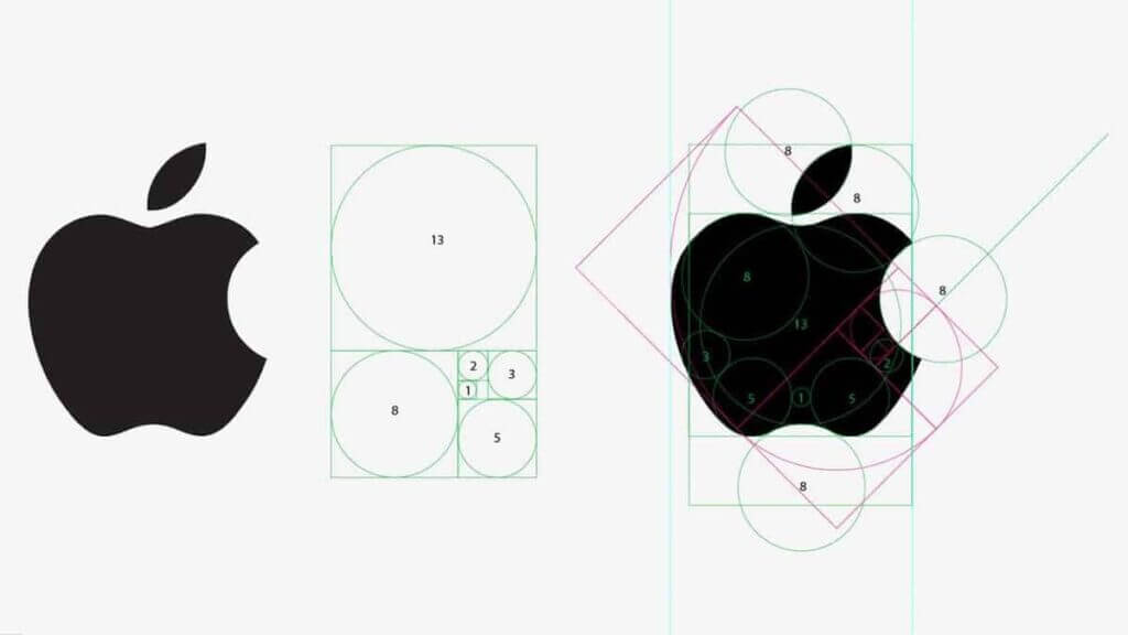 вспомогательные линии для логотипа Apple