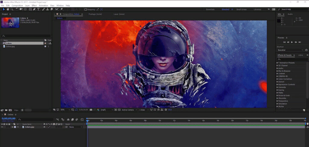 Программа для 3D-анимации и визуальных эффектов Adobe After Effects
