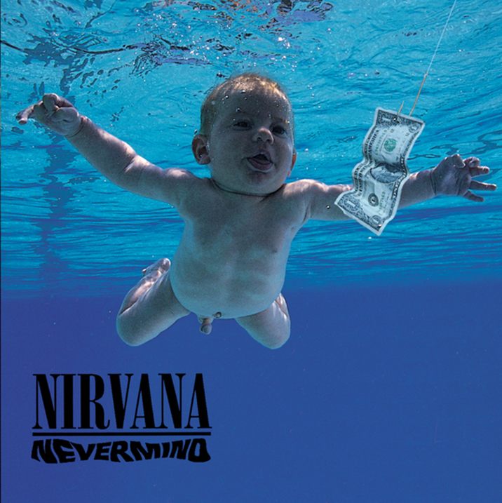 Скандальная обложка альбома Nirvana nevermind с ребенком в воде