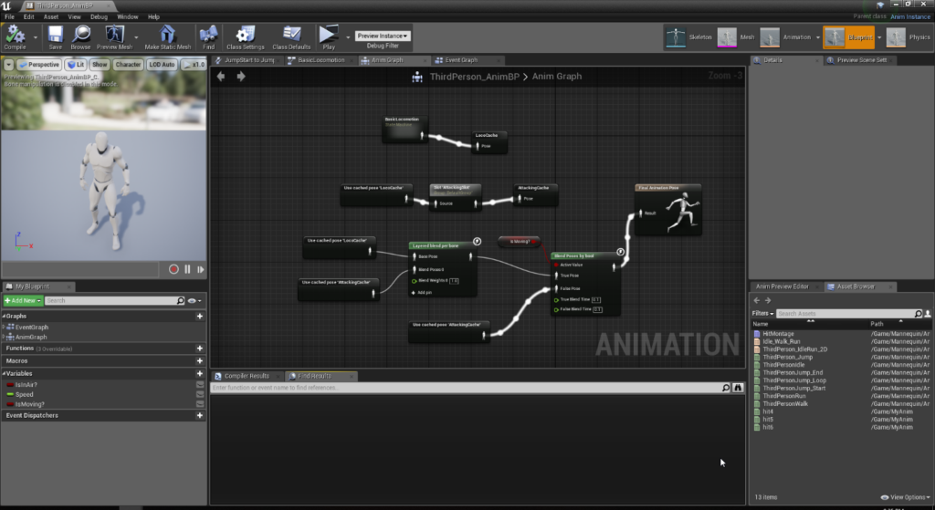 настройка анимации в Unreal Engine