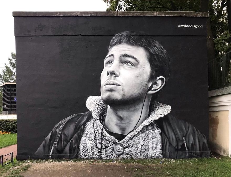 граффити с изображением Сергея Бодрова