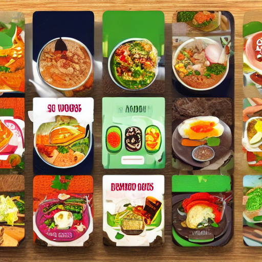 изображение созданное с помощью нейросети Stable Diffusion по запросу мобильные иконки еда