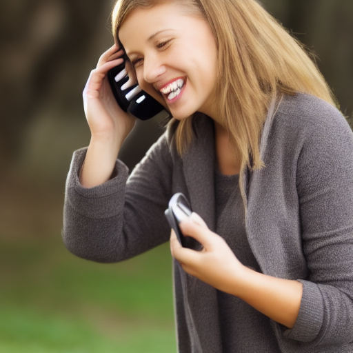 изображение созданное с помощью нейросети Stable Diffusion по запросу счастливая девушка разговаривает по телефону