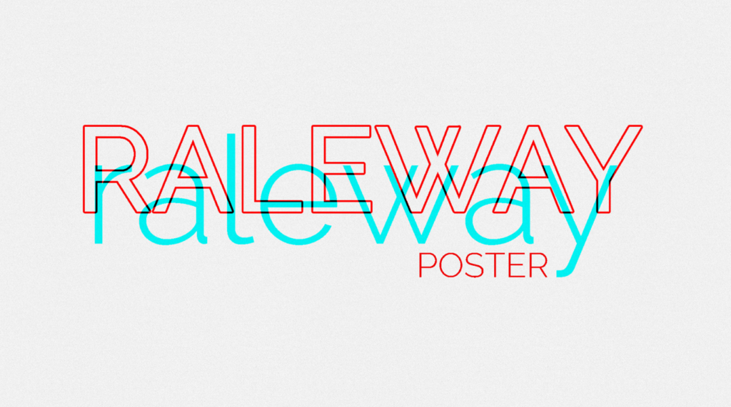 Постер со шрифтом Raleway голограмма на сером фоне