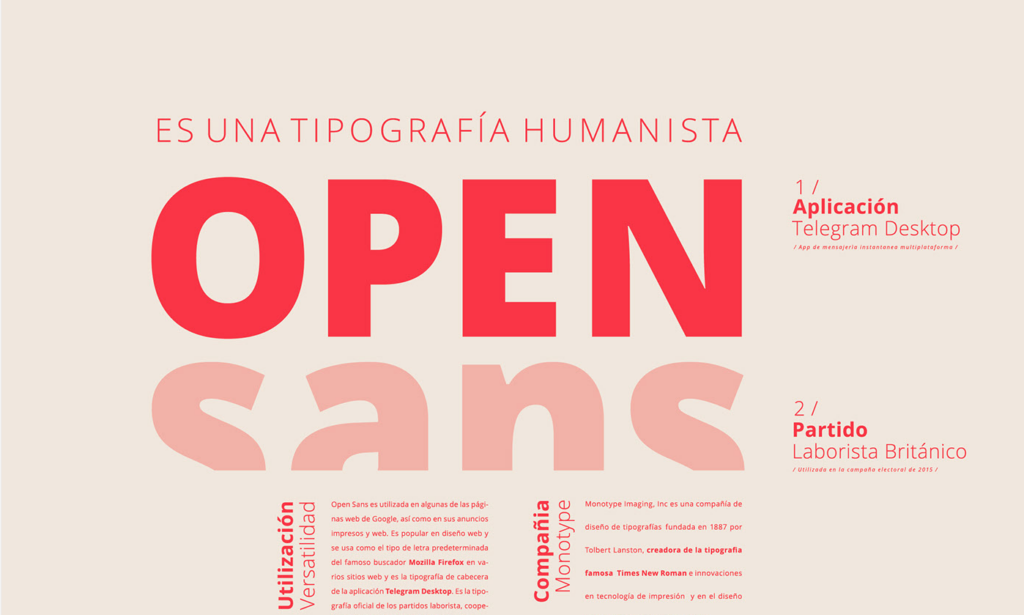 Постер с использованием шрифта Open Sans крупные розовые буквы на бежевом фоне