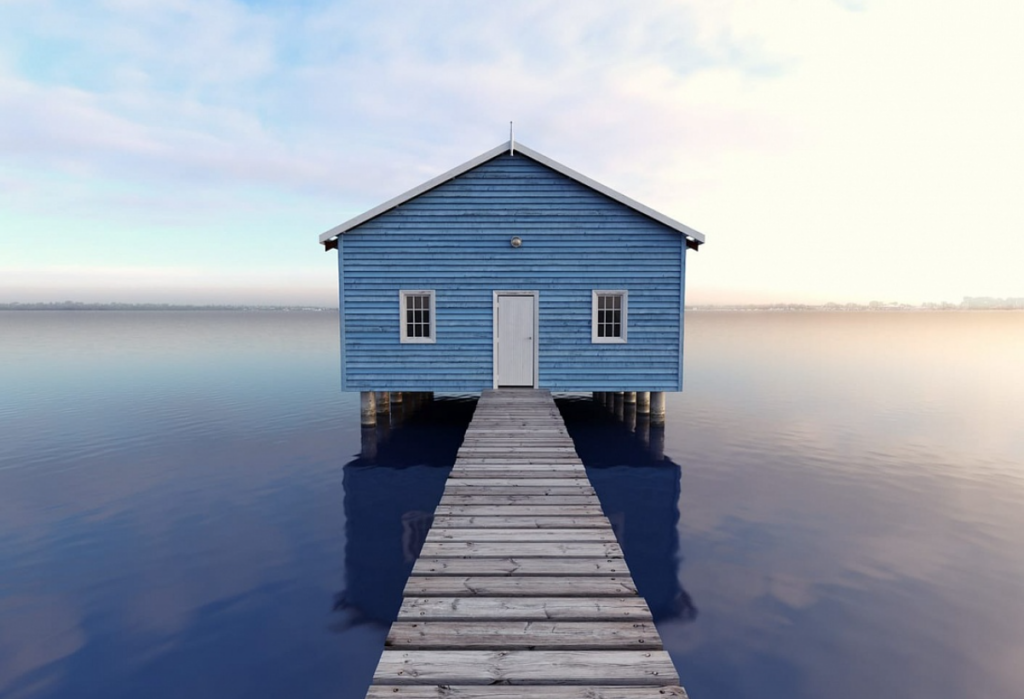 Фотореалистичное изображение дома на воде