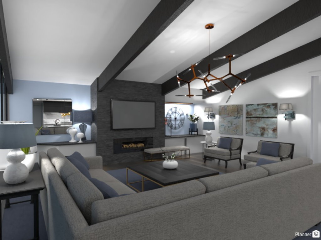 Planner 5D, дизайн гостиной, выполненная в программе