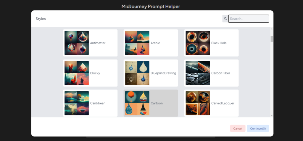 Midjourney Prompt Helper - интерфейс программы
