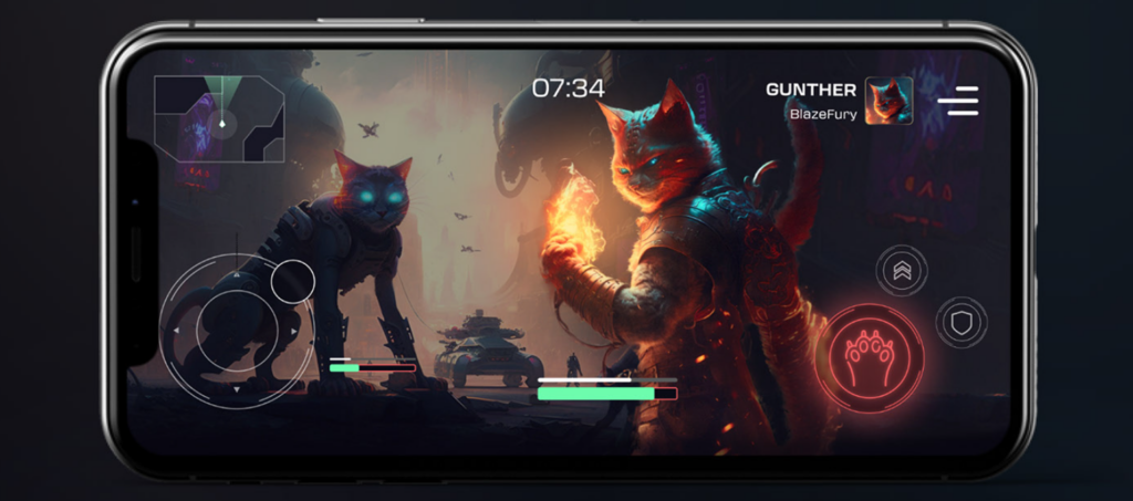 Игровые персонажи-коты в Midjourney на смартфоне