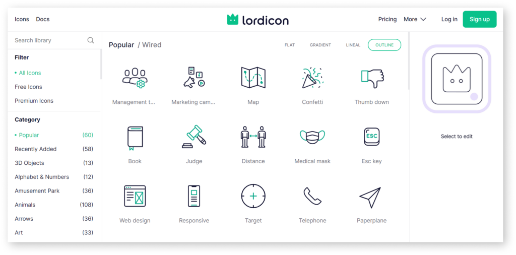 сайт создать иконки lordicon