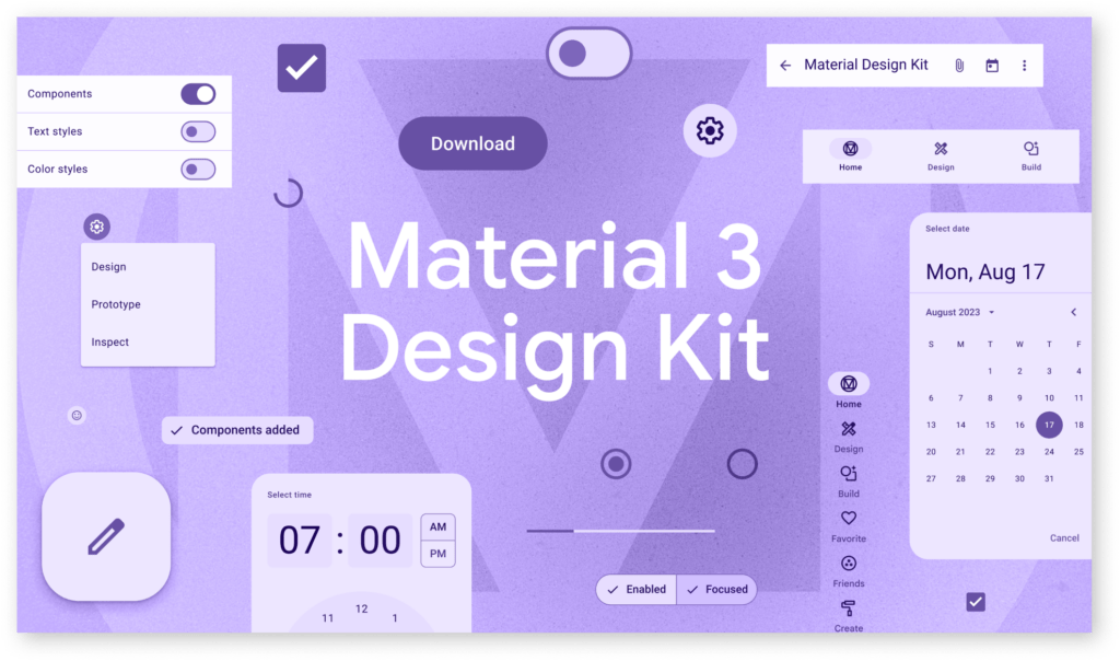 Компоненты Google Material Design собранные в Figma