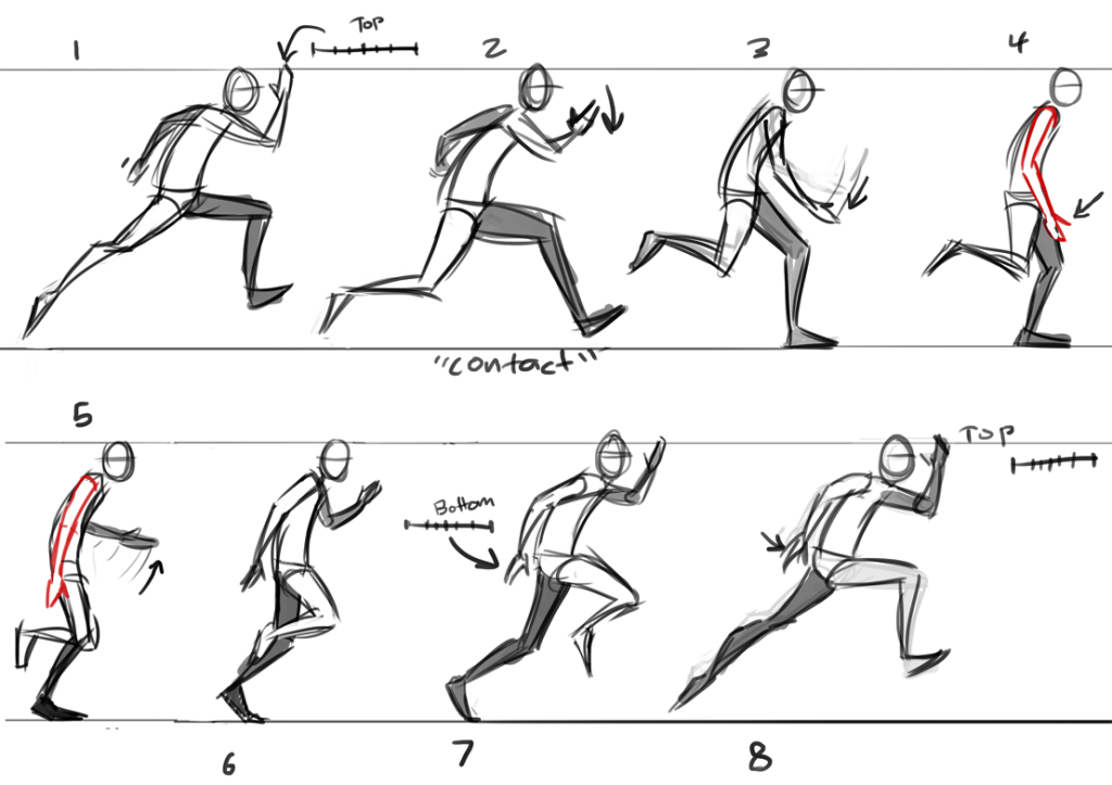 как рисовать бегущего человека, размеры и пропорции