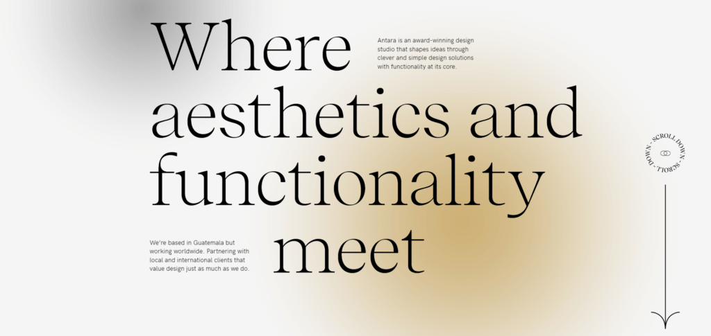 Красивая типографика на сайте дизайн-студии
