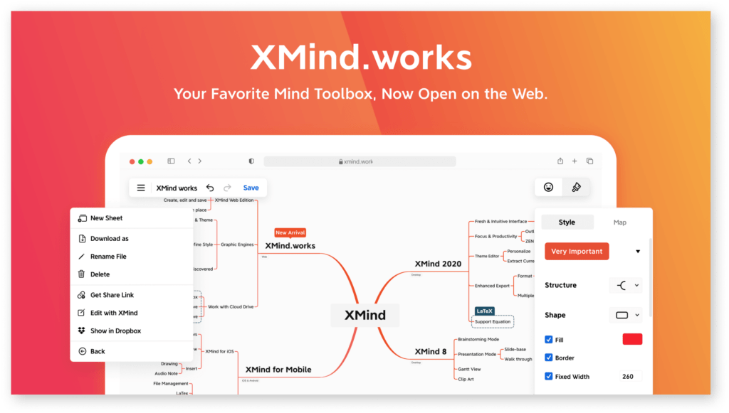 Главная страница XMind интерфейс приложения