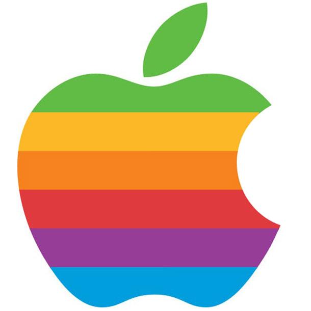 первый цветной яблочный логотип