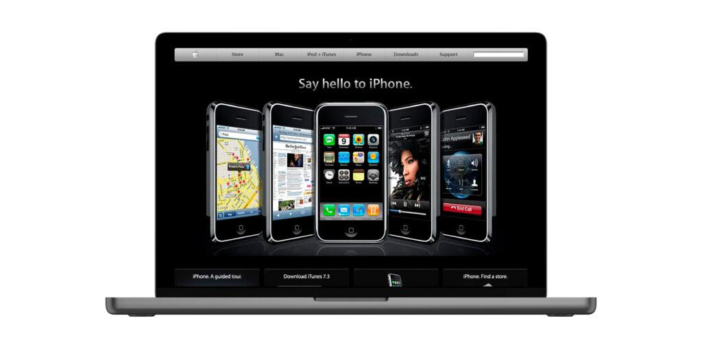 веб-интерфейс сайта Apple после выхода первого айфона