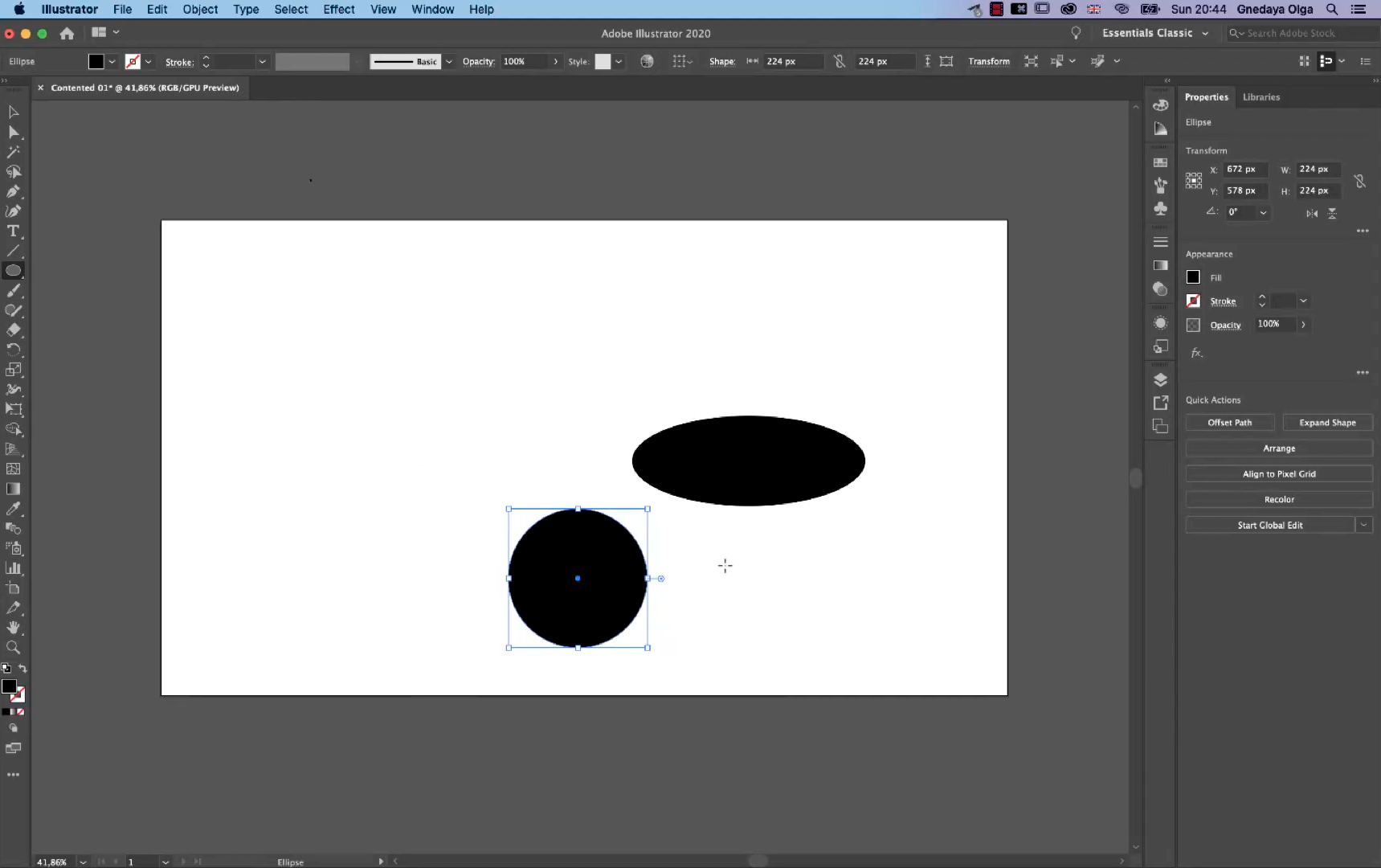 Использование Ellipse Tool в Adobe Illustrator