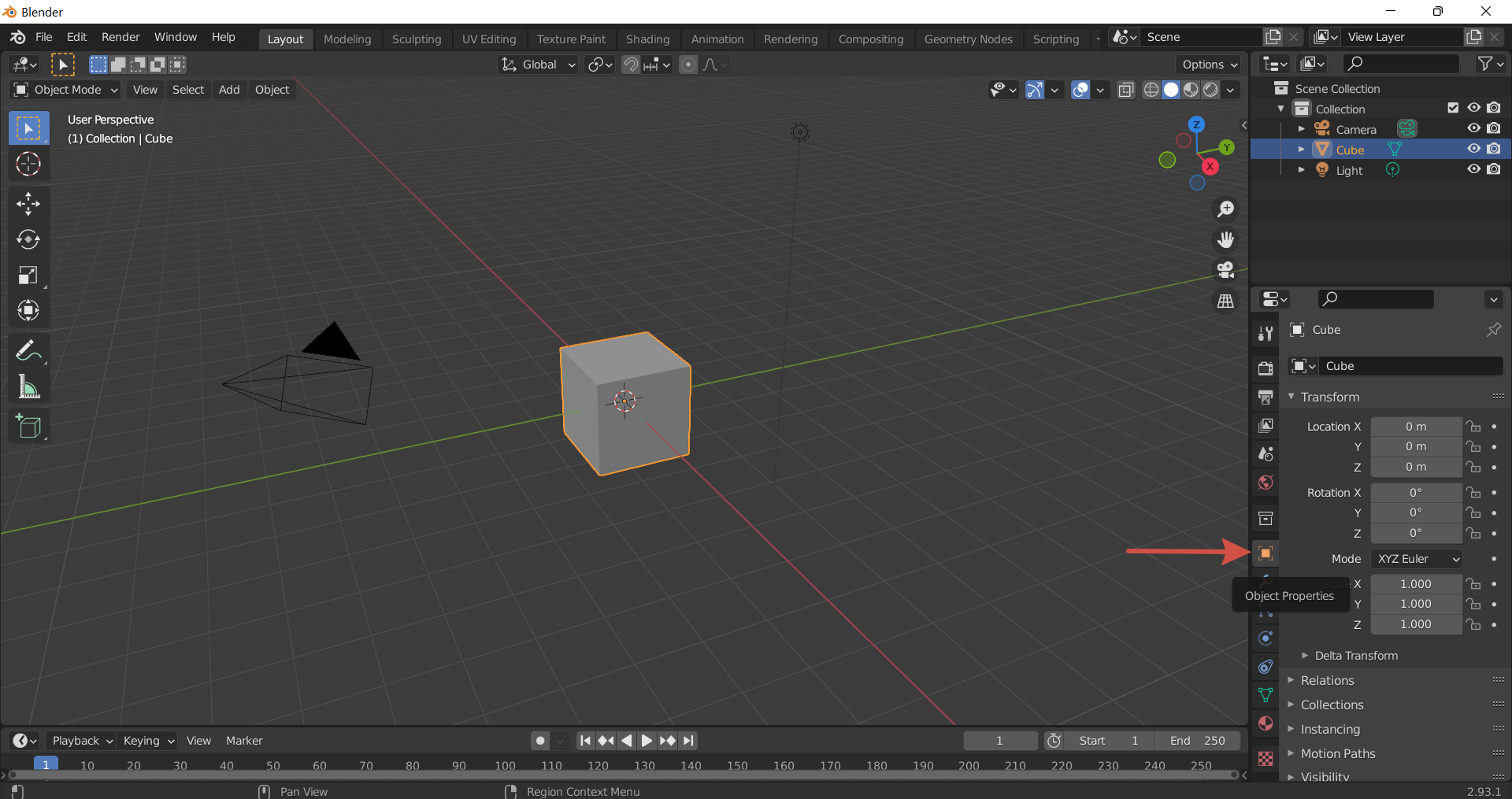 куб в Blender