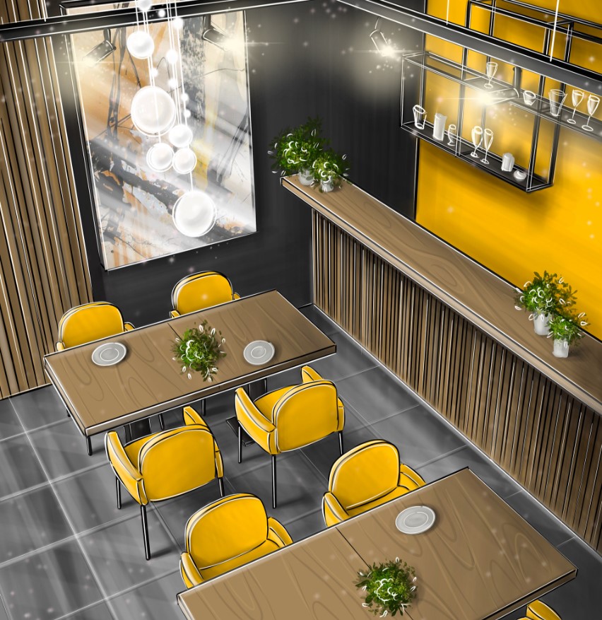 концепция дизайна интерьера кафе