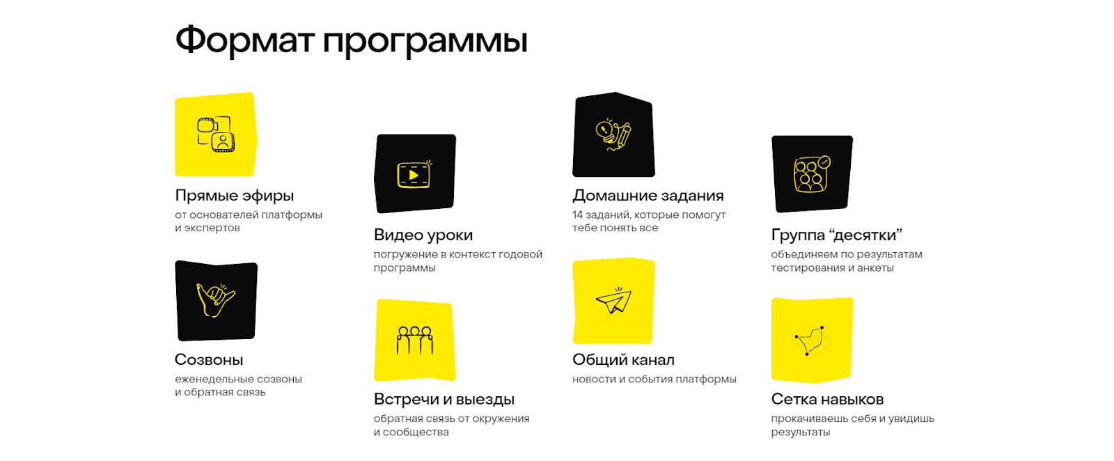 черные и желтые иконки в оформлении списка