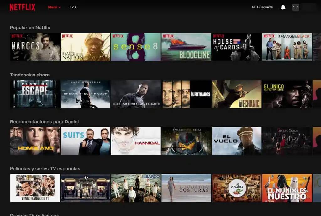 список фильмов на сайте Netflix
