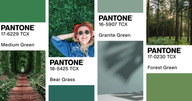 зеленые цвета в палитре Pantone 