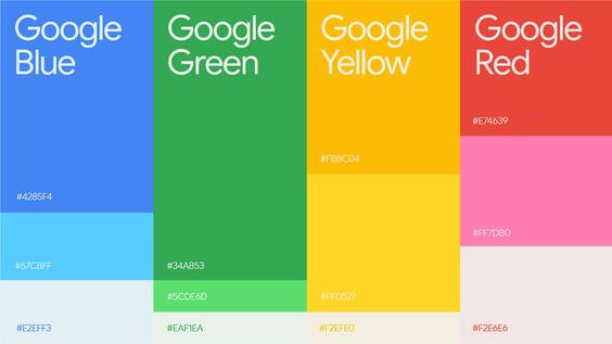Цветовая схема гугл