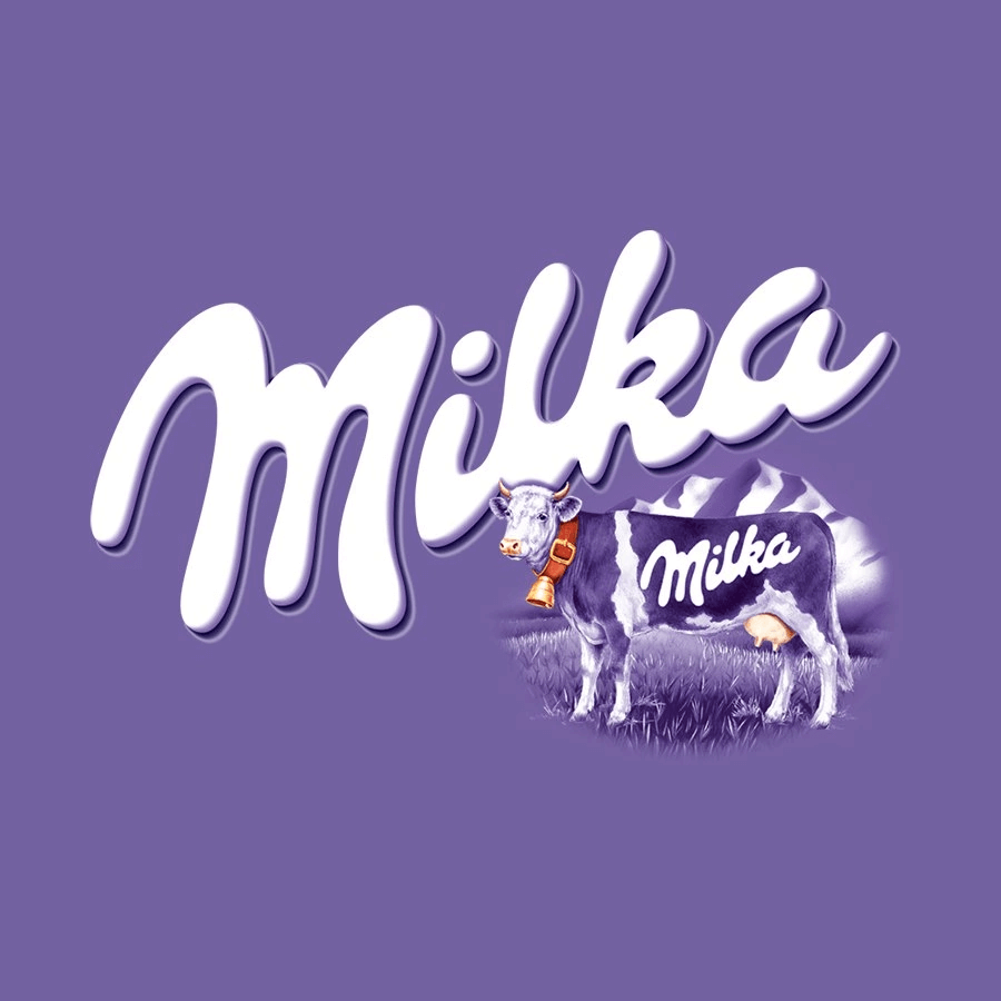 Логотип шоколада Milka — фиолетовая корова