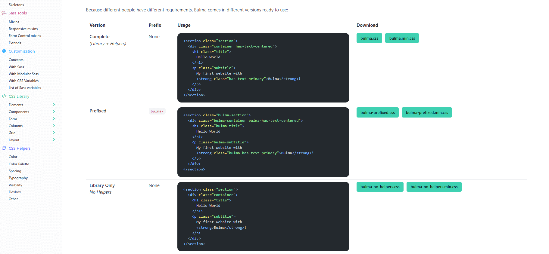 как предварительно собрать версии CSS-фреймворка