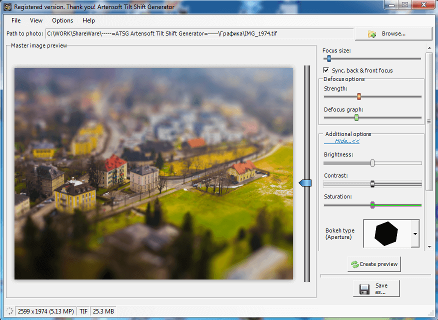 Программа Artensoft Tilt Shift Generator для создания эффекта тилт-шифт