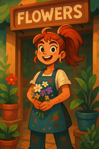 доработанная анимация девушки-цветочницы