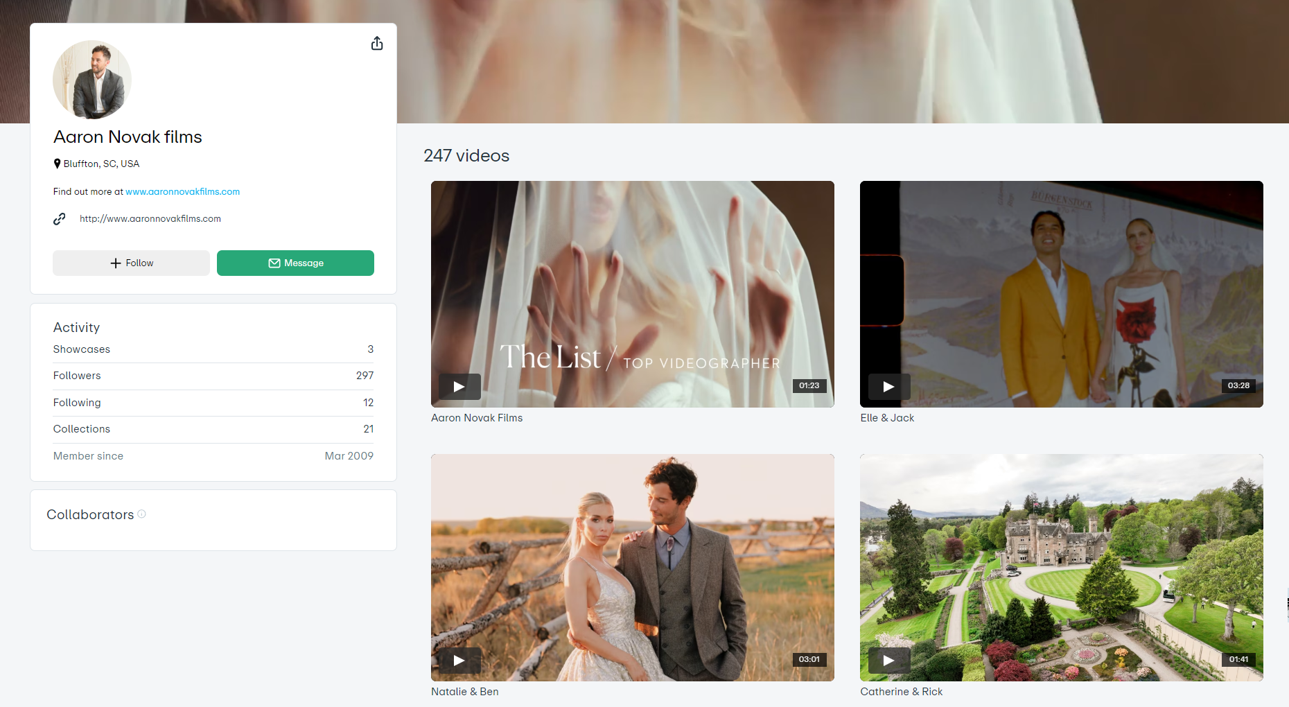 портфолио видеографа