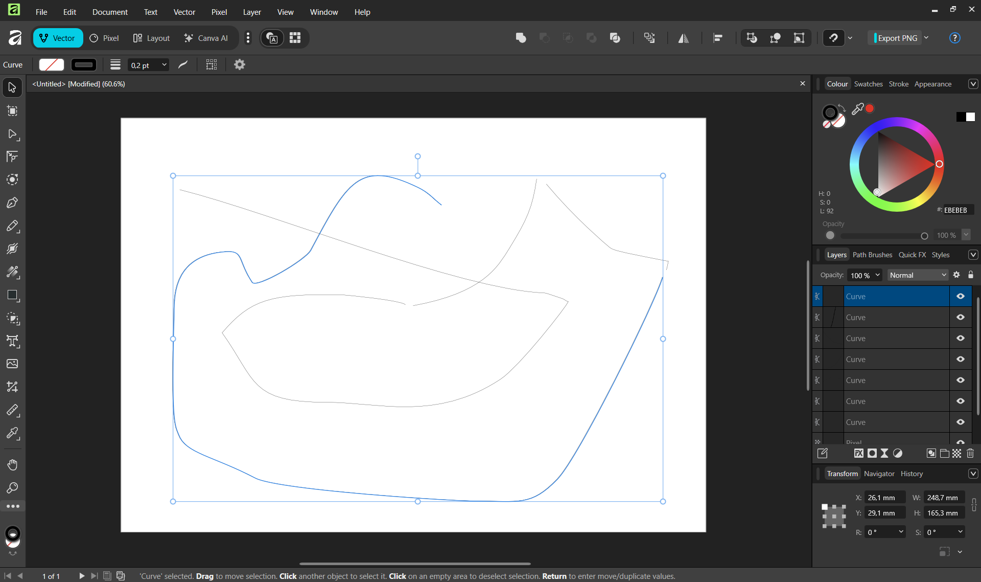 работа с вектором в аффинити