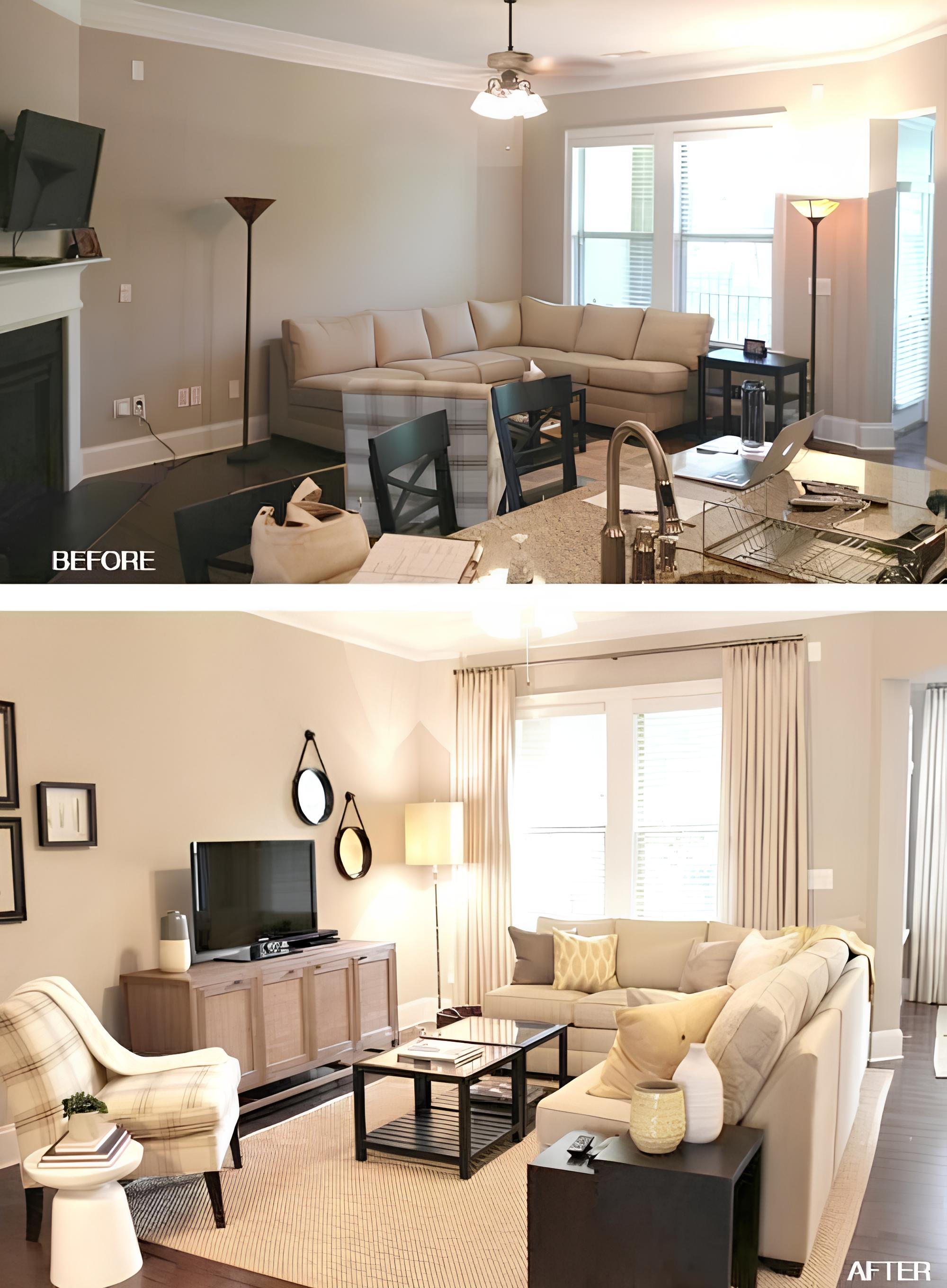 гостиная после работы со светом