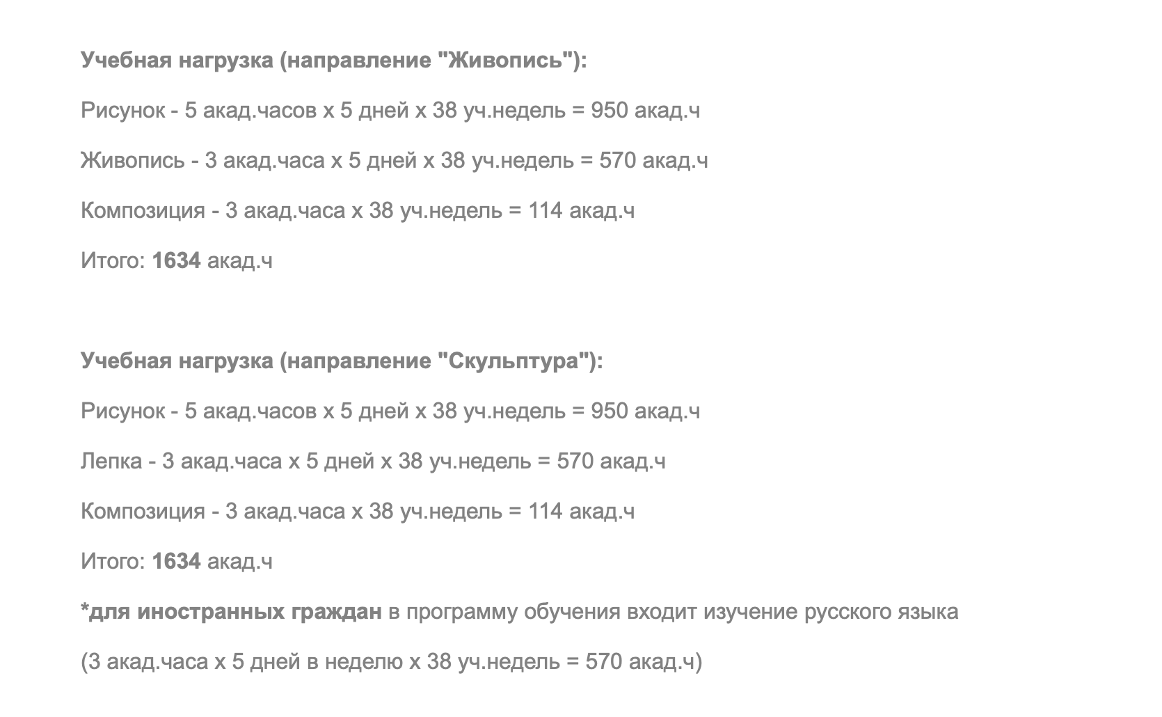 предметы для вступительных экзаменов в академию репина
