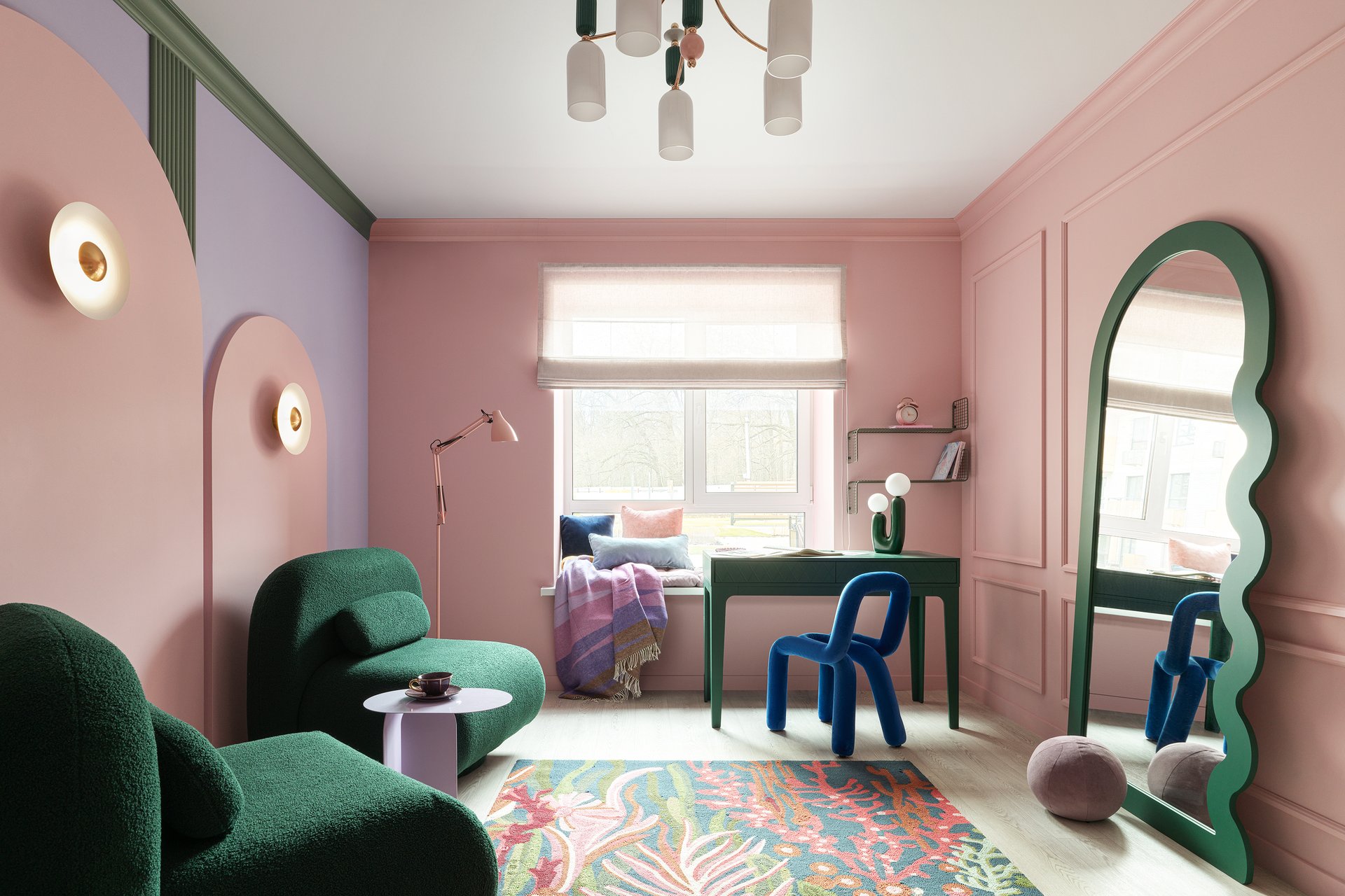 сочетание пастельных с глубокими оттенками