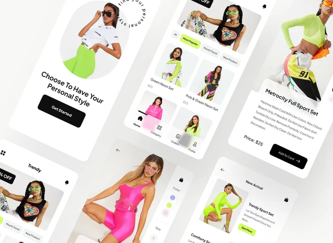 кислотные цвета в интерфейсе