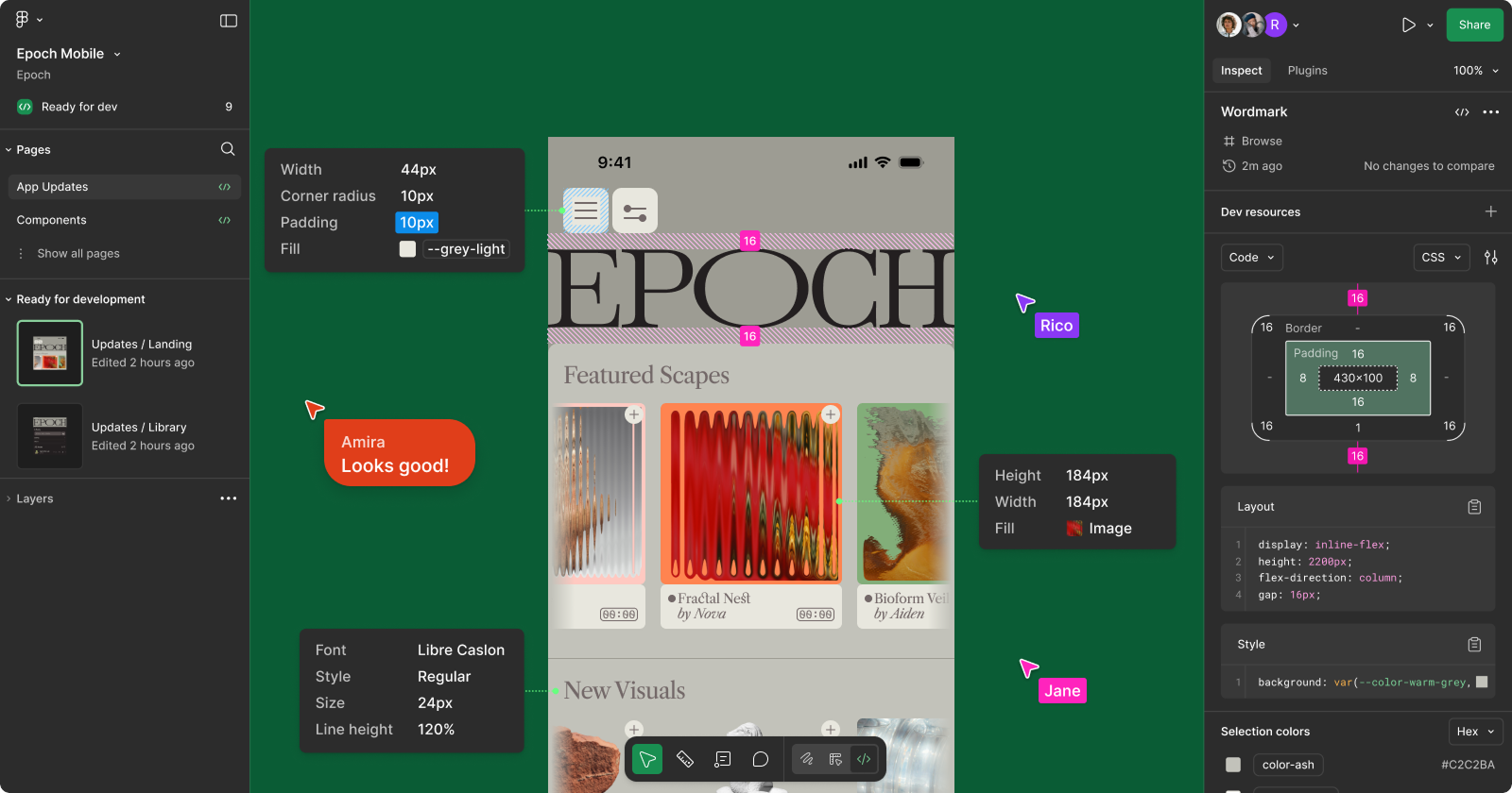 Пример интерфейса Figma — программы для верстки и прототипирования в дизайне