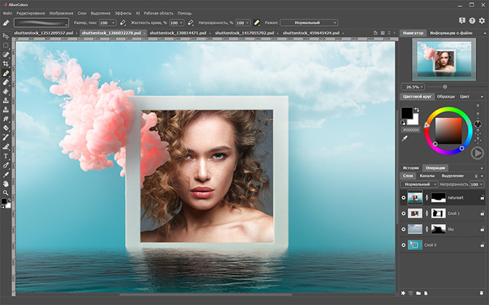 Пример интерфейса программы Alivecolors — многофункционального графического редактора