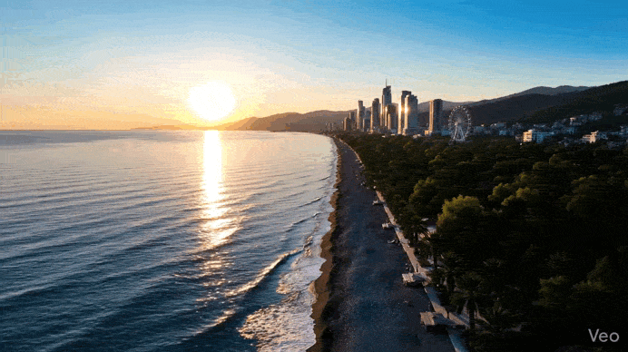 Runway vs Sora и Runway vs Pika: пример видео в Veo с морским побережьем, аналоги Runway AI для генерации видео.