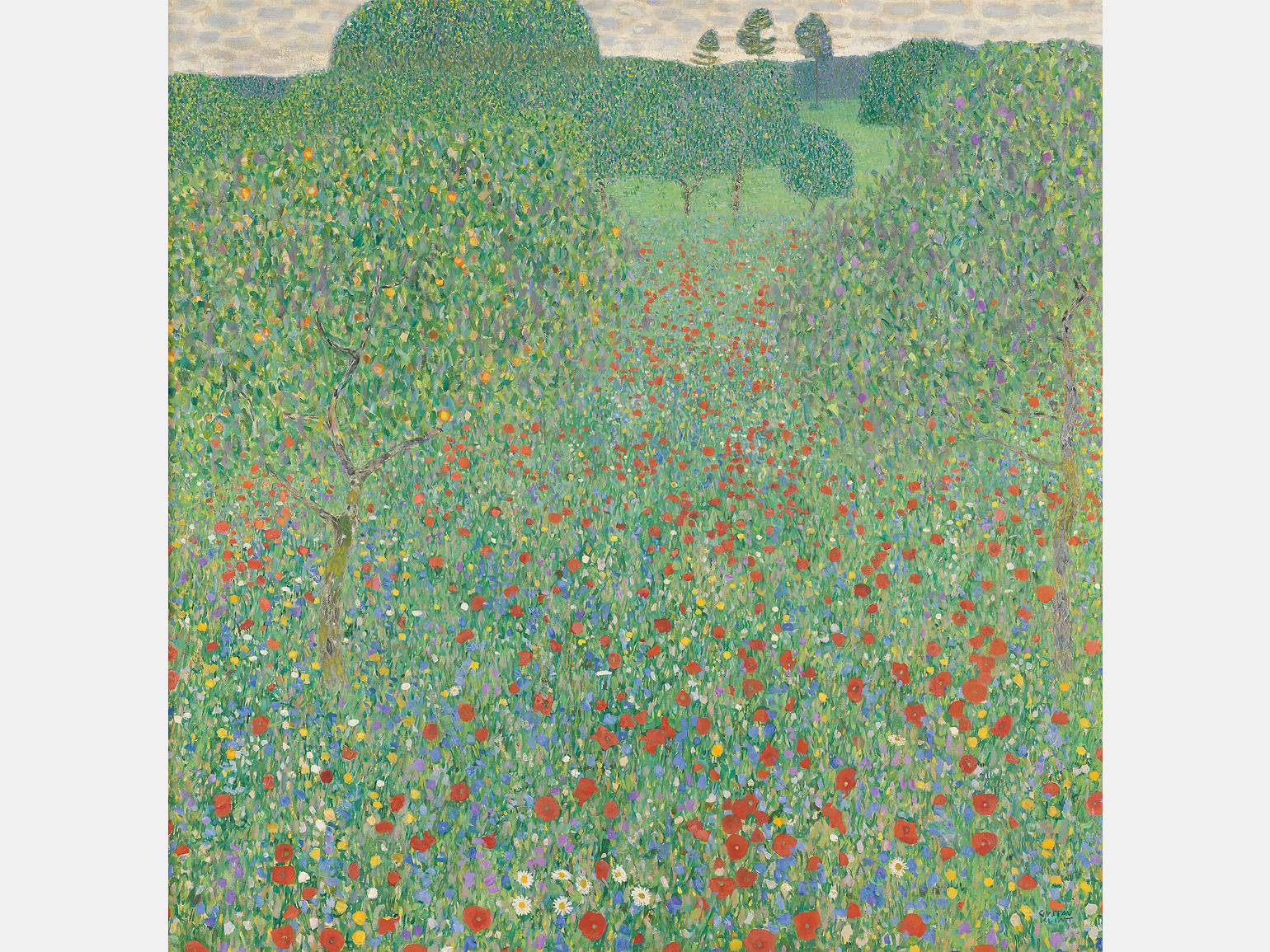 Густав Климт «Маковое поле», 1907 г. — пейзаж Густава Климта с Аттерзее, одна из известных картин художника вне его портретов и золотых образов.