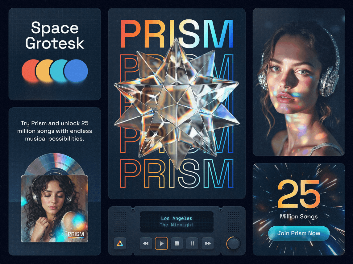 Bento ui примеры с яркими акцентами и крупной центральной карточкой — дизайн карточек интерфейса в тренде веб-дизайна.