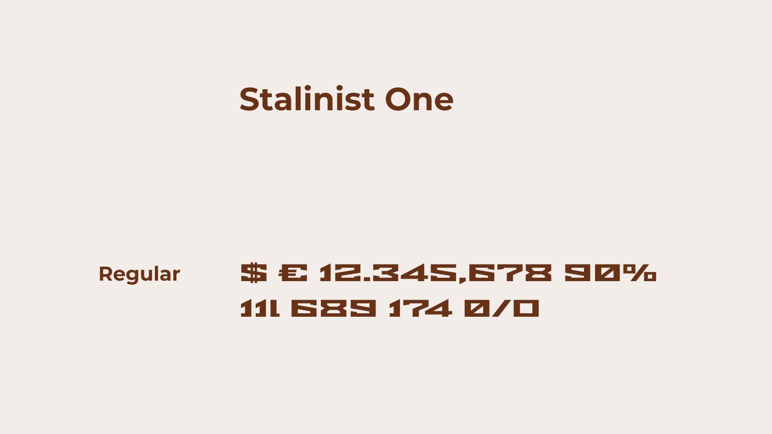 Цифры и знаки красивым шрифтом Stalinist One