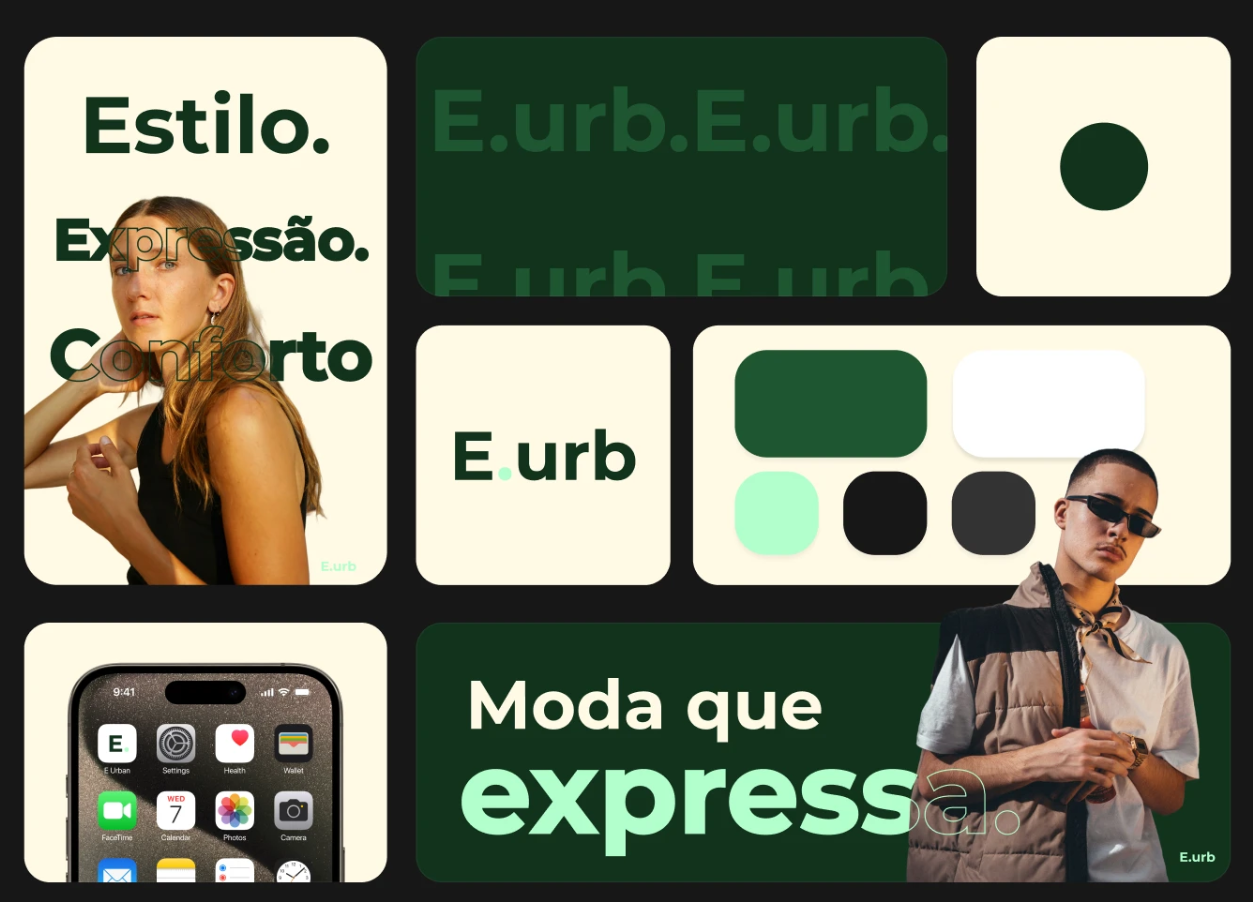 Портфолио в стиле Bento Grid — пример, как использовать Bento Grid, чтобы показать цвета, шрифты и визуальный стиль проекта.