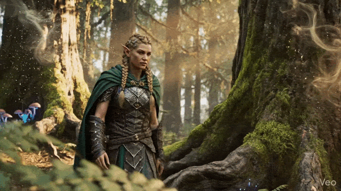 Видео эльфийки в лесу Veo