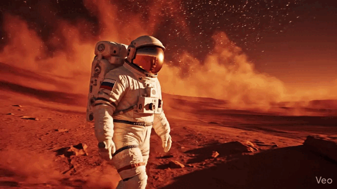 Астронавт в пустыне Google Veo