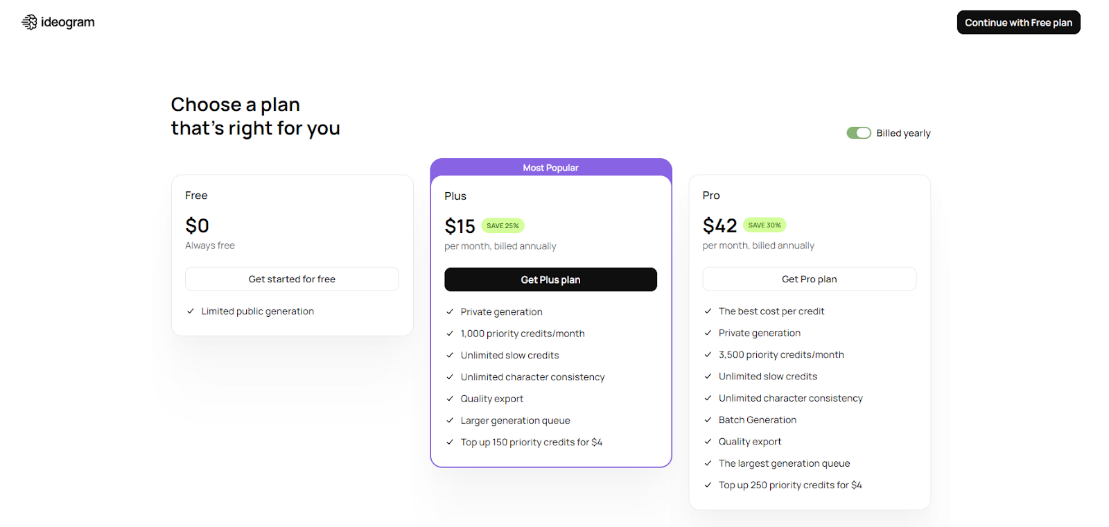 Ideogram AI тарифы: бесплатный и платные планы