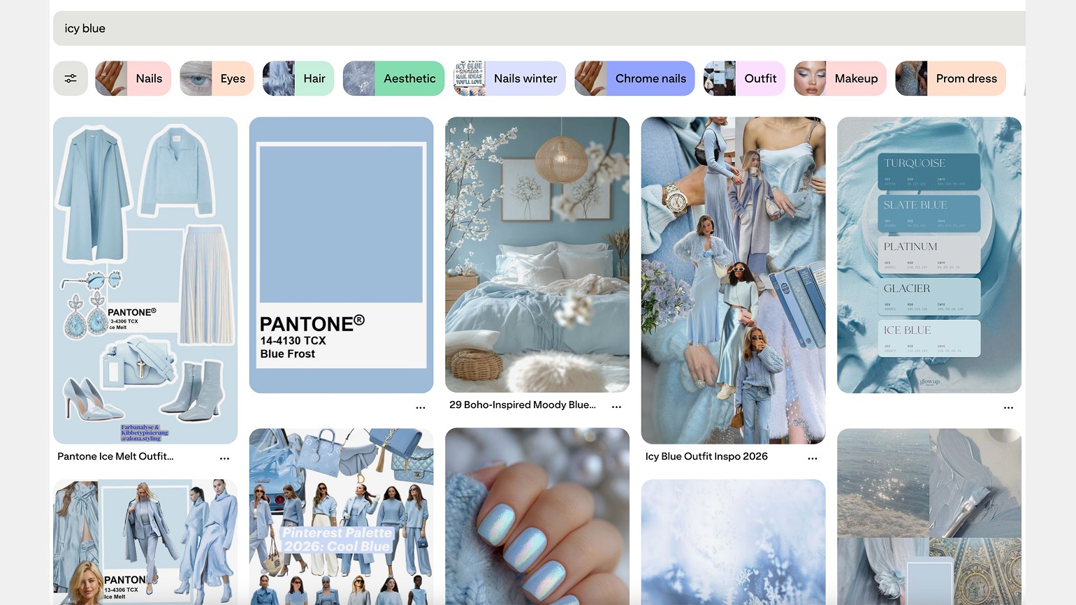 Pinterest trends и эстетичные голубые картинки из Pinterest: тренд на сегодня в ледяных голубых оттенках