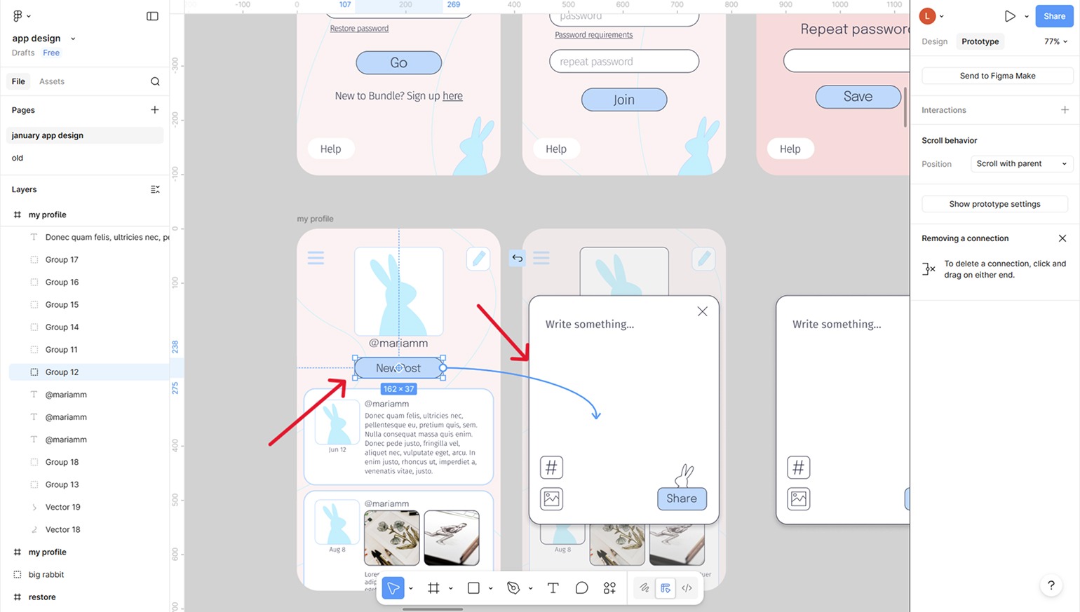 hotspot и connection в Figma