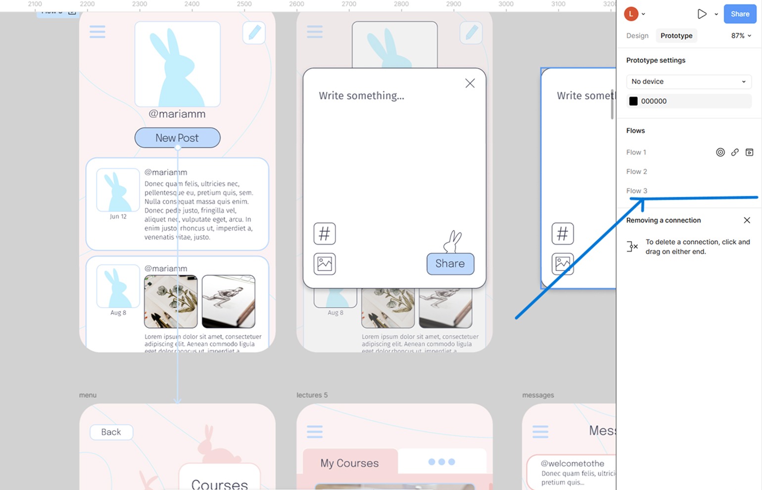 flow для прототипа в Figma